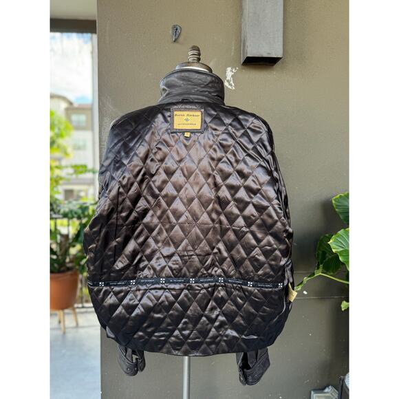 Vintage 90s Y2K Boston Harbour Men’s XL Brown Genuine Leather Jacket Motorcycle - Picture 4 of 9